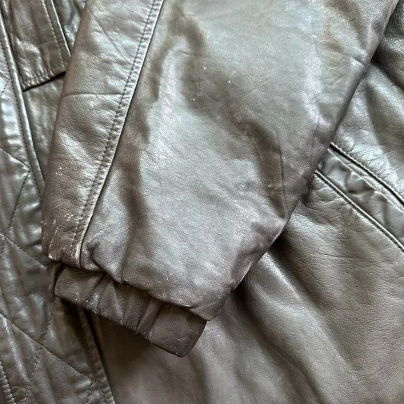 Vintage Black Leather Jacket Saks Fifth Avenue USA Talon Zip Men’s L
